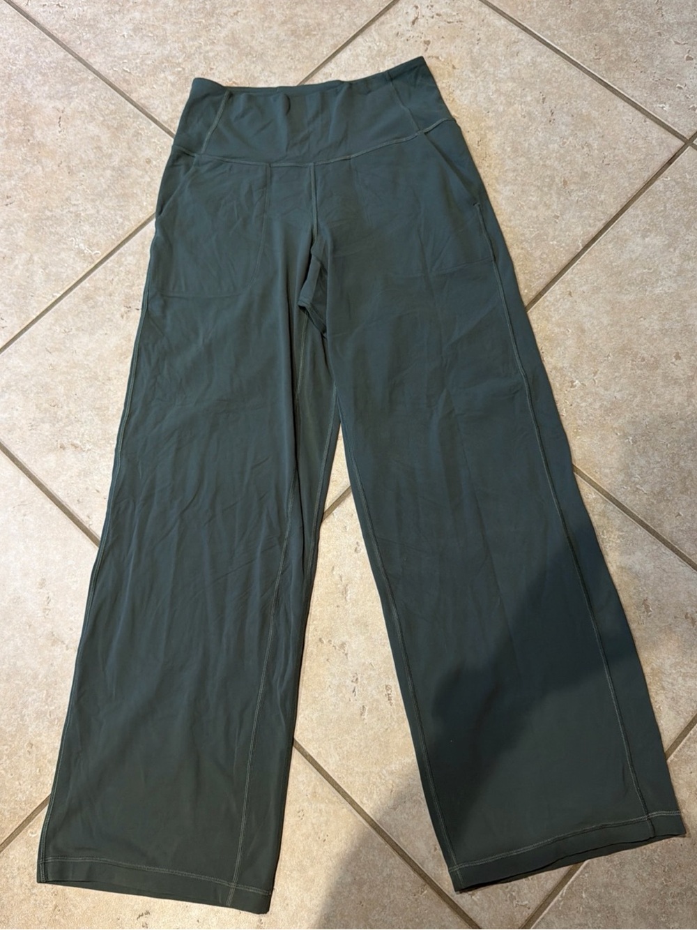 Lululemon Wide Leg High-Rise Pants in Dark Green